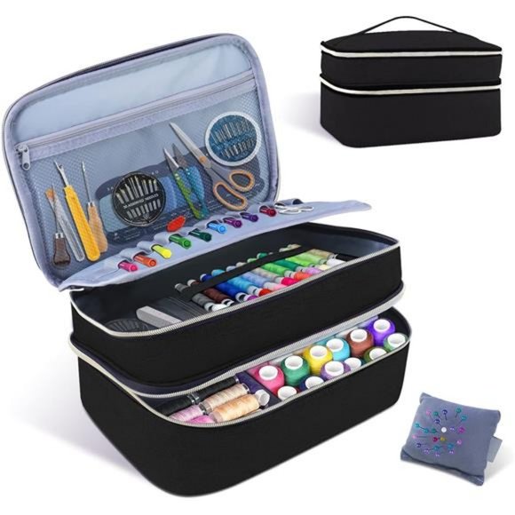 Sewing Supplies Organizer Bag, Double-Layer Sewing Box Organizer Storage Bag - Picture 1 of 7